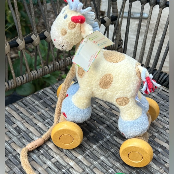 ๐๐HP๐๐ Rare Baby Gund Woodles Gazoo Giraffe Wood Pull Along Toy New Old Stock - Picture 7 of 7